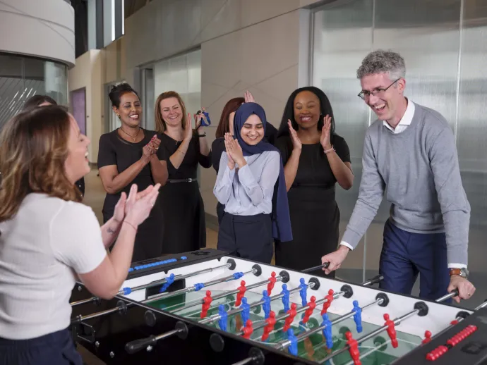 LRS team playing babyfoot